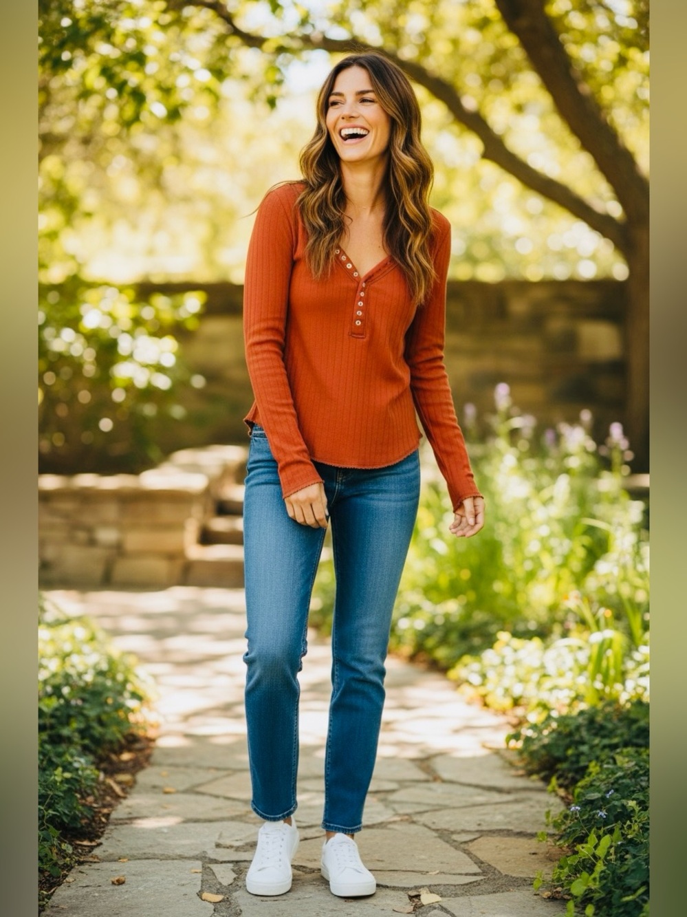 Intimately Free People One of the Girls Henley Top in Orange